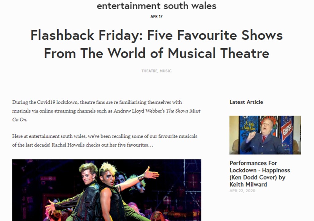 5 favourite musicals on entertainmentsouthwales.com